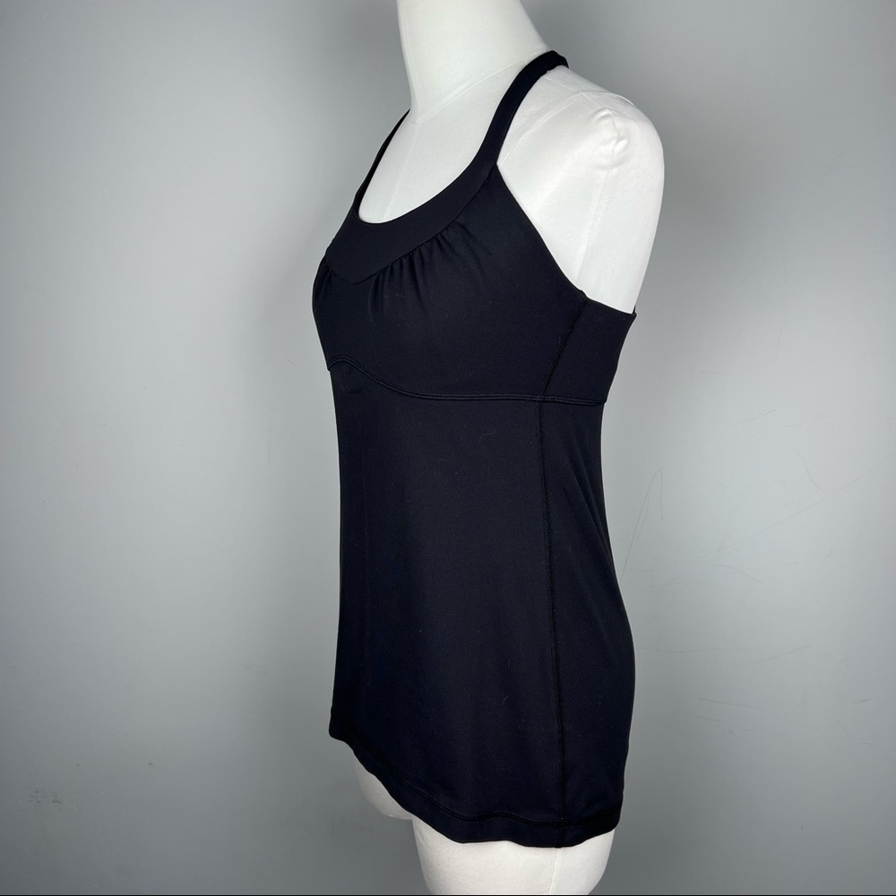 EUC - Lululemon Black Tank w/ Built-in Bra & Back Detail, Size 8 - Picture 10 of 13